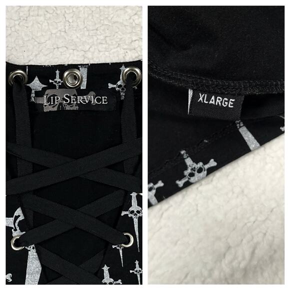 Lip Service Trash & Dagger "Trashy" Skull Daggers Black Tank Top XL Goth Y2K - Picture 9 of 16